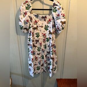 Tasha Polizzi Cotton Floral and Horse Print Dress